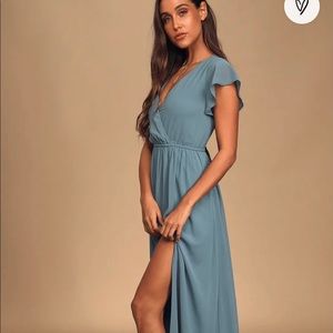 LuLu’s Slate Blue Maxi Dress - New With Tags